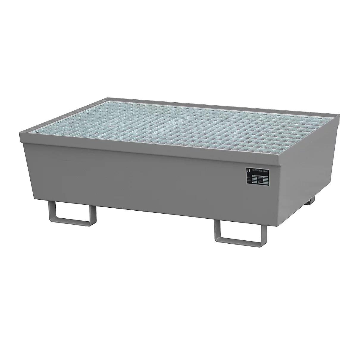 Bac de rétention BAUER AM-2, avec grille, acier, 225 l, L 1200 x P 800 x H 415 mm, gris