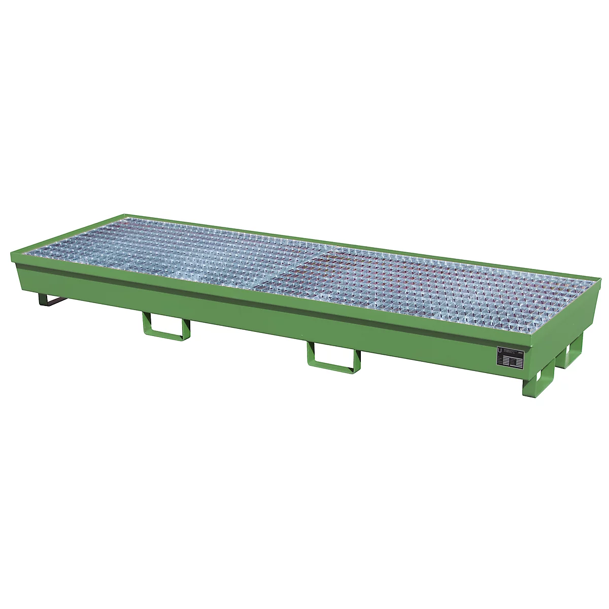 Bac de rétention BAUER AM-4/B, avec grille, acier, 233 l, L 2400 x P 800 x H 285 mm, vert
