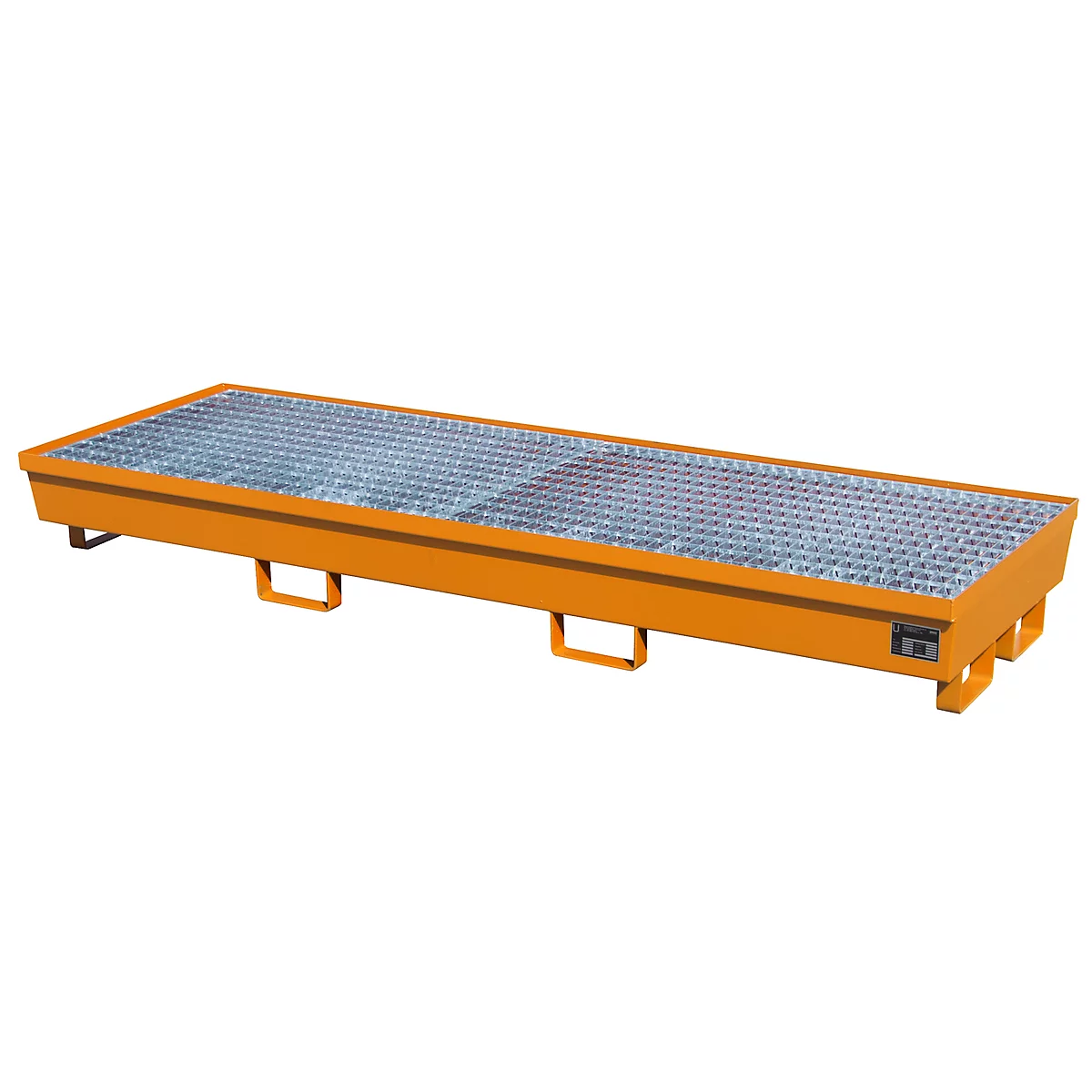 Bac de rétention BAUER AM-4/B, avec grille, en acier, 233 l, L 2400 x P 800 x H 285 mm, différentes tailles Couleurs