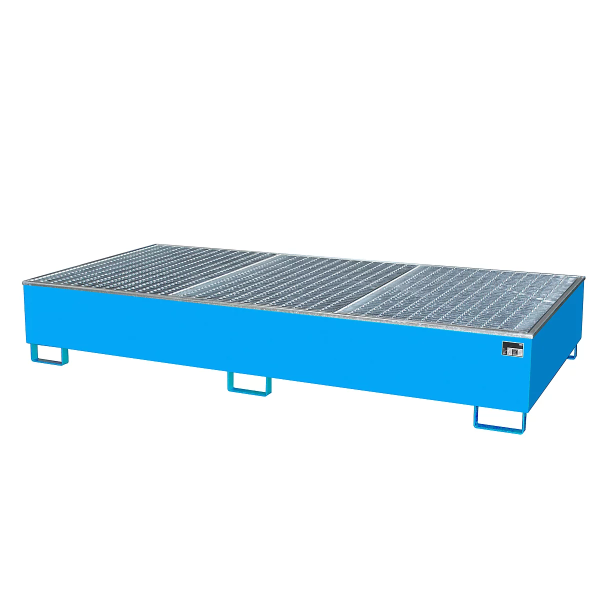 Bac de rétention BAUER AW 1000-2/PE avec grille, 2x 1000 l IBC, L 2665 x P 1315 x H 440 mm, bleu