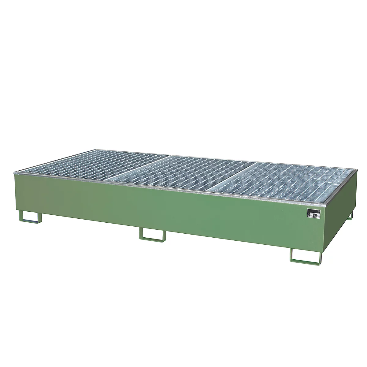 Bac de rétention BAUER AW 1000-2/PE avec grille, 2x 1000 l IBC, L 2665 x P 1315 x H 440 mm, vert