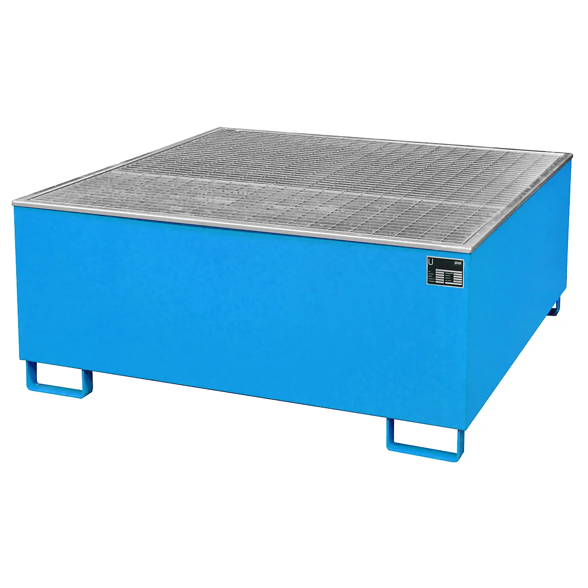 Bac de rétention BAUER AW 1000/PE avec grille, 1000 l IBC, L 1475 x P 1475 x H 625 mm, bleu