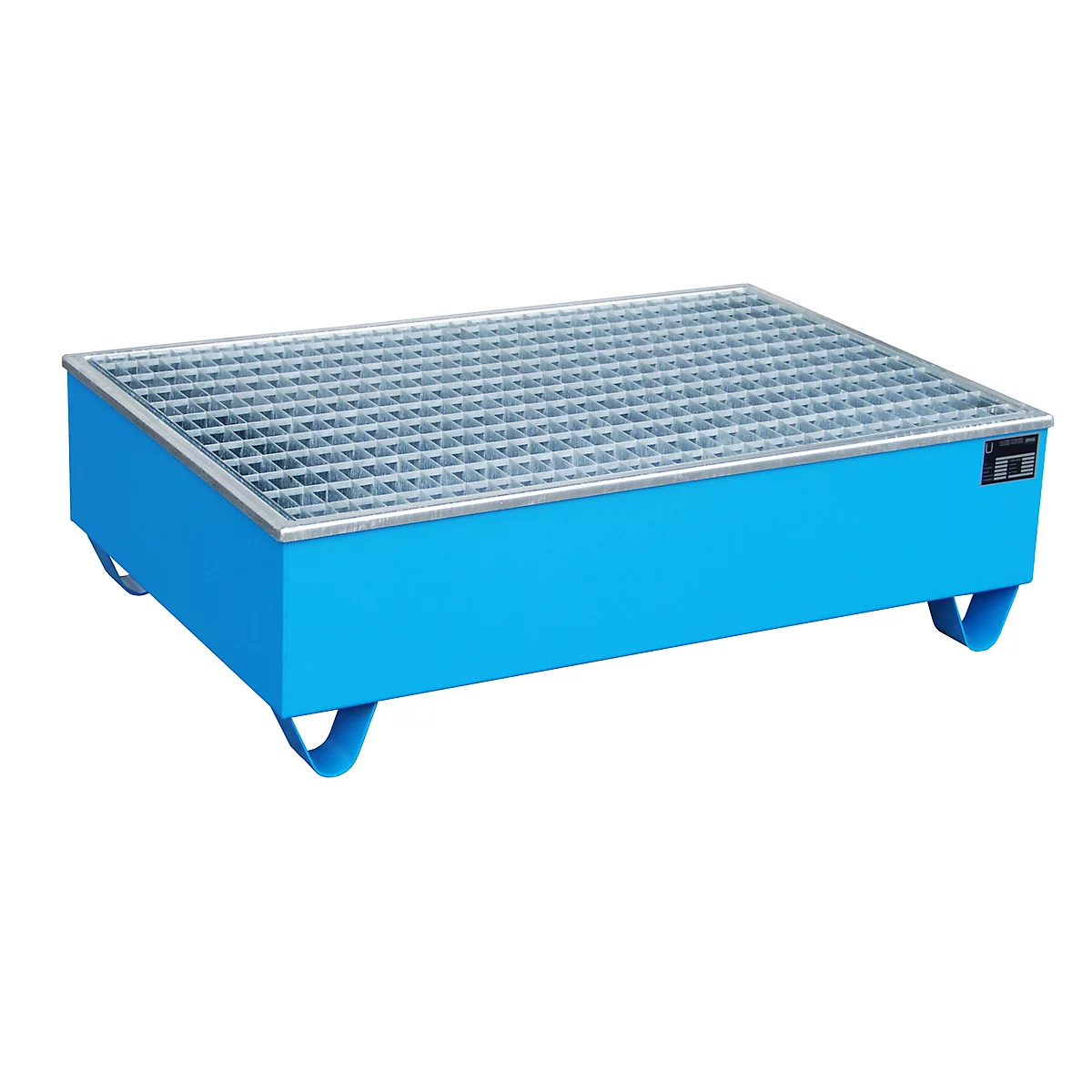 Bac de rétention BAUER AW-2/PE avec grille, 210 l, L 1215 x P 815 x H 365 mm, bleu