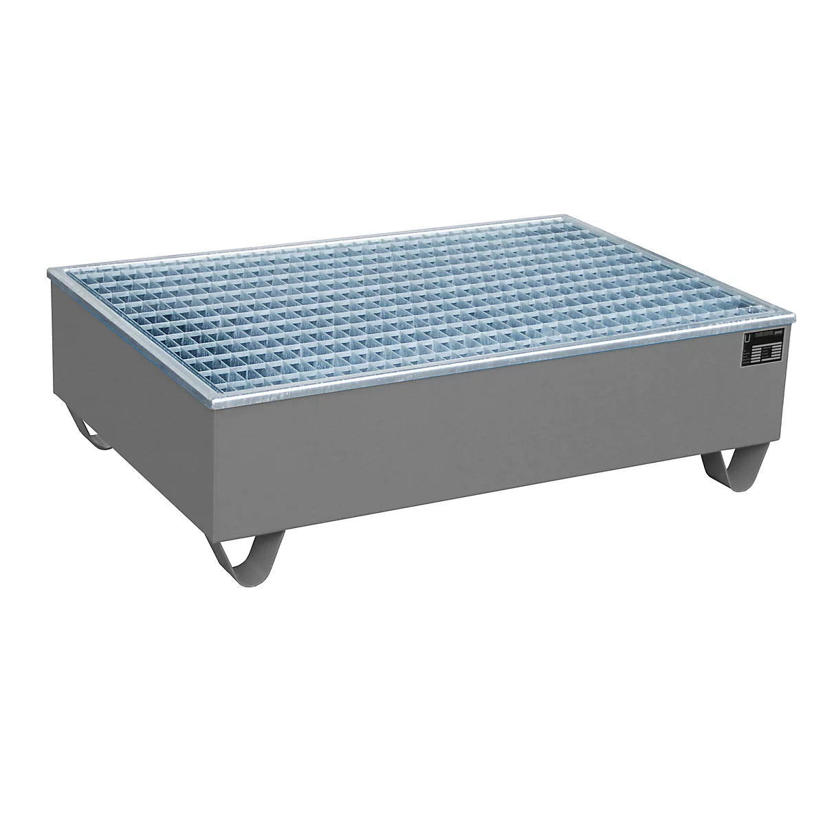 Bac de rétention BAUER AW-2/PE avec grille, 210 l, L 1215 x P 815 x H 365 mm, gris
