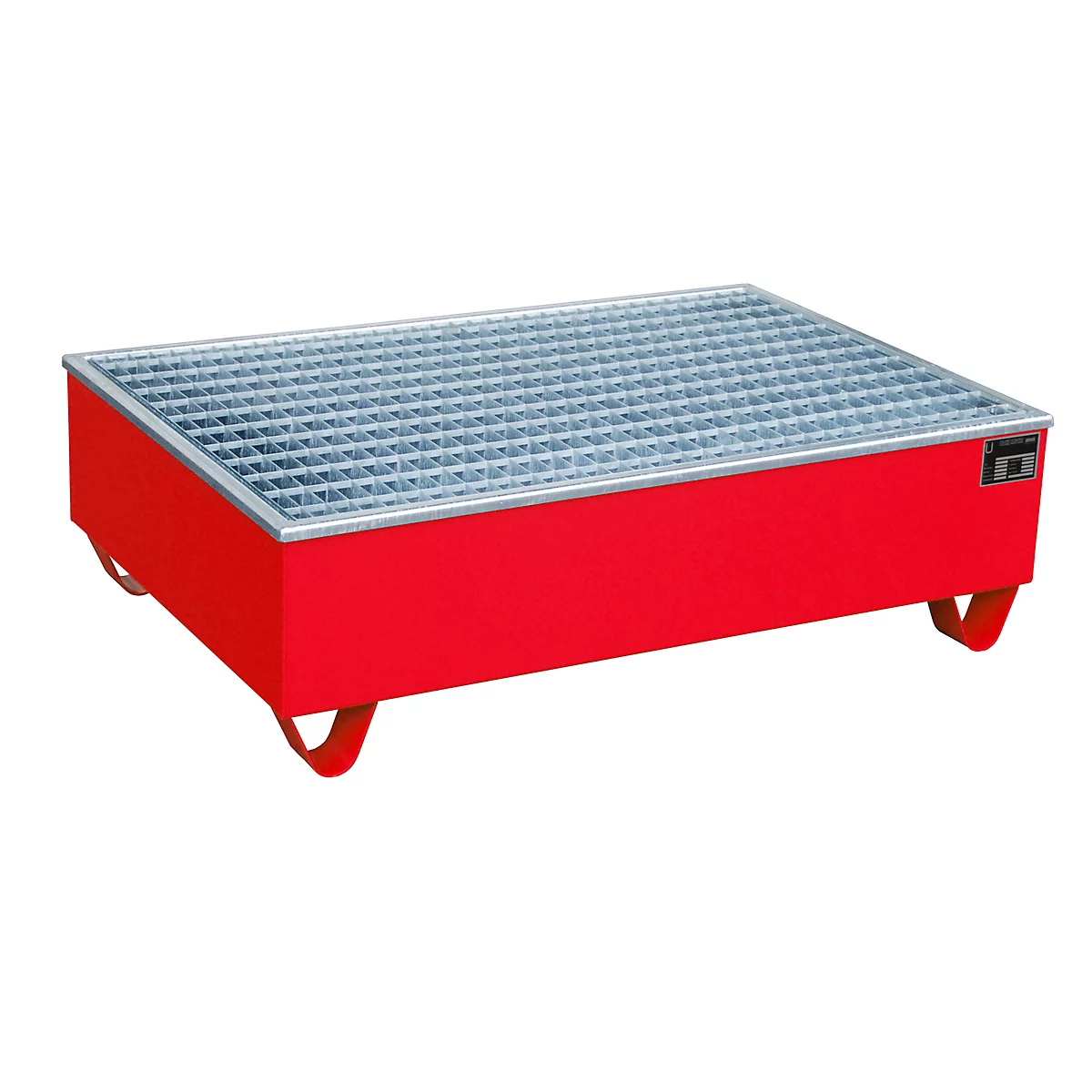 Bac de rétention BAUER AW-2/PE avec grille, 210 l, L 1215 x P 815 x H 365 mm, rouge