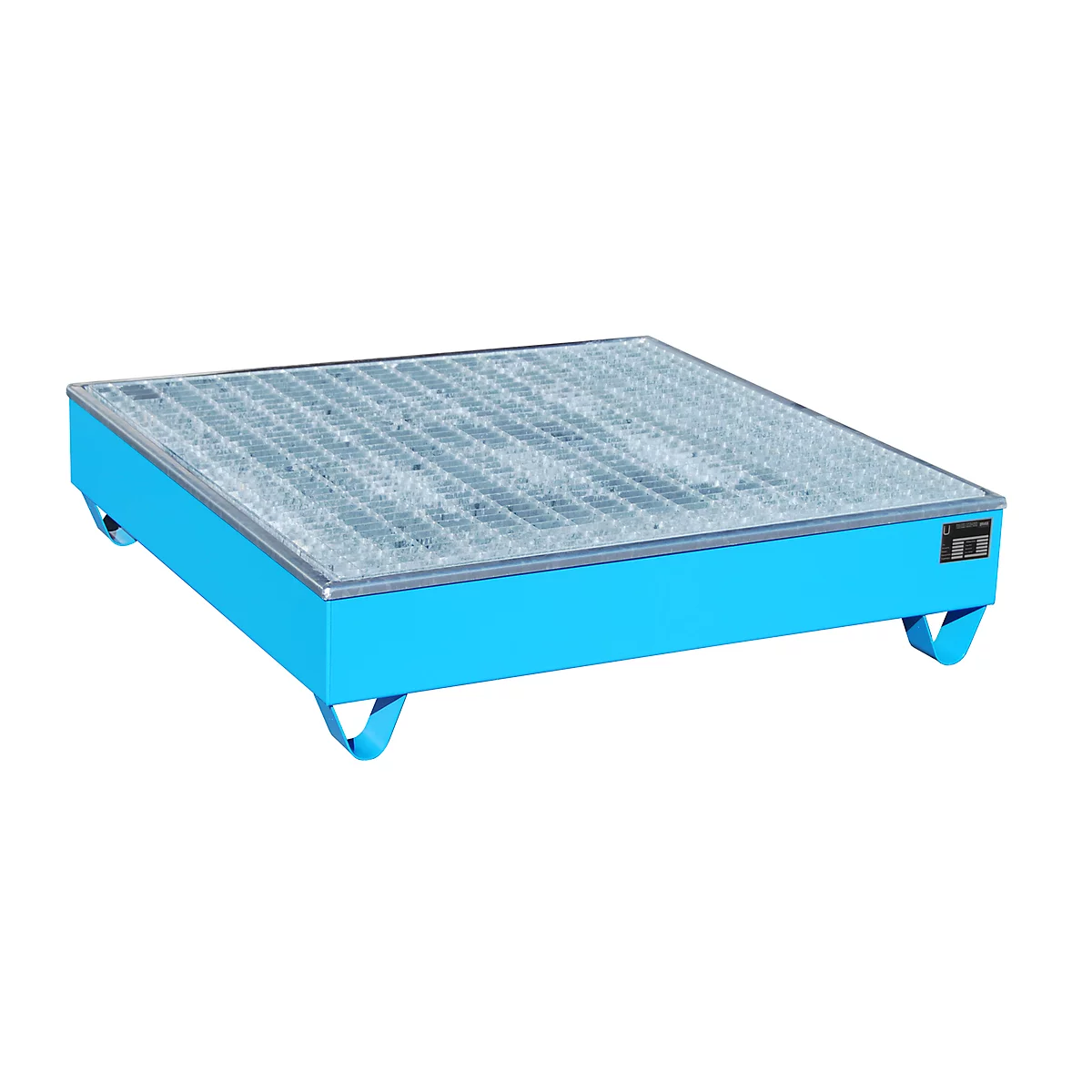 Bac de rétention BAUER AW-4/A/PE avec grille, 211 l, L 1215 x P 1215 x H 290 mm, bleu