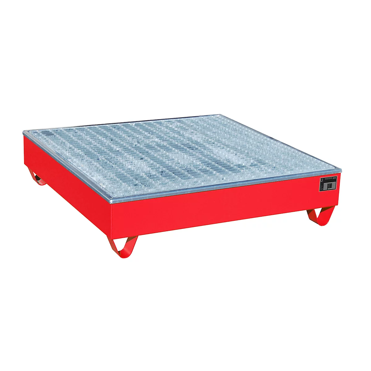 Bac de rétention BAUER AW-4/A/PE avec grille, 211 l, L 1215 x P 1215 x H 290 mm, rouge