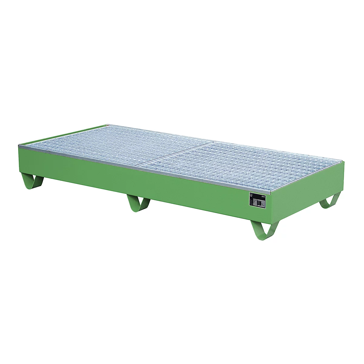 Bac de rétention en acier avec caillebotis, 1800 x 800 mm, vert RAL 6011
