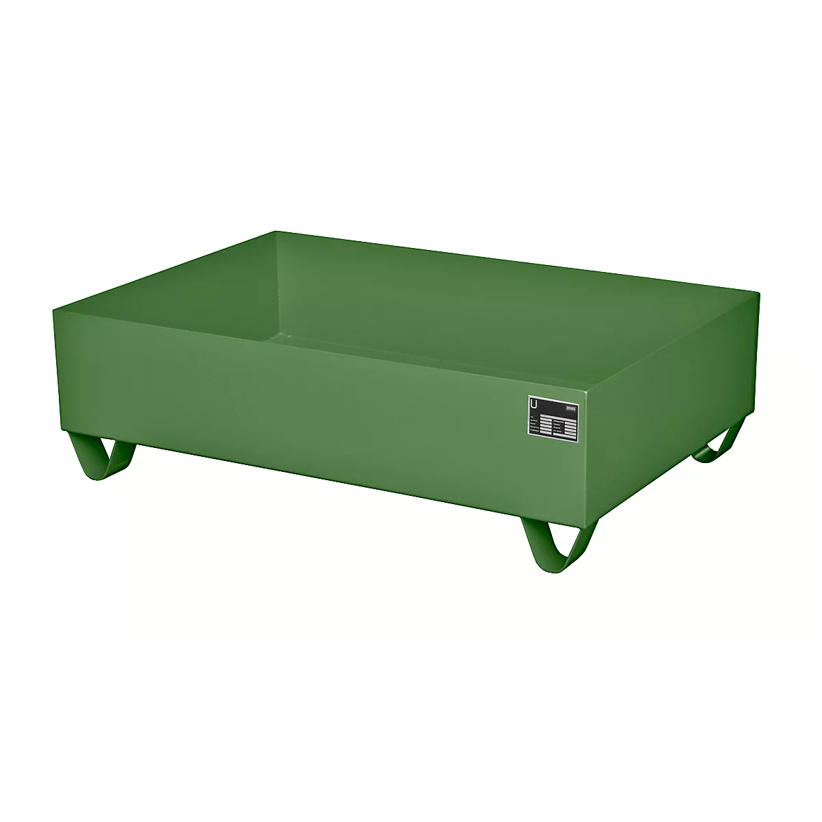 Bac de rétention en acier sans caillebotis, 1200 x 800 mm, vert RAL 6011