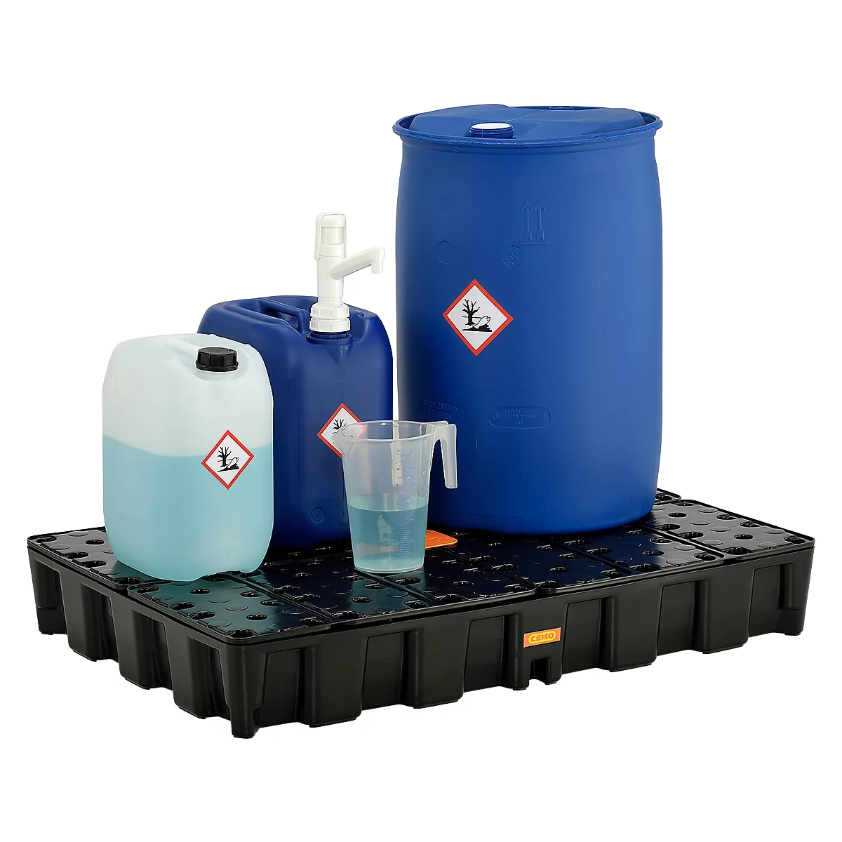 Bac de rétention en PE 120HD, en polyéthylène, 100 % recyclable, avec caillebotis PE