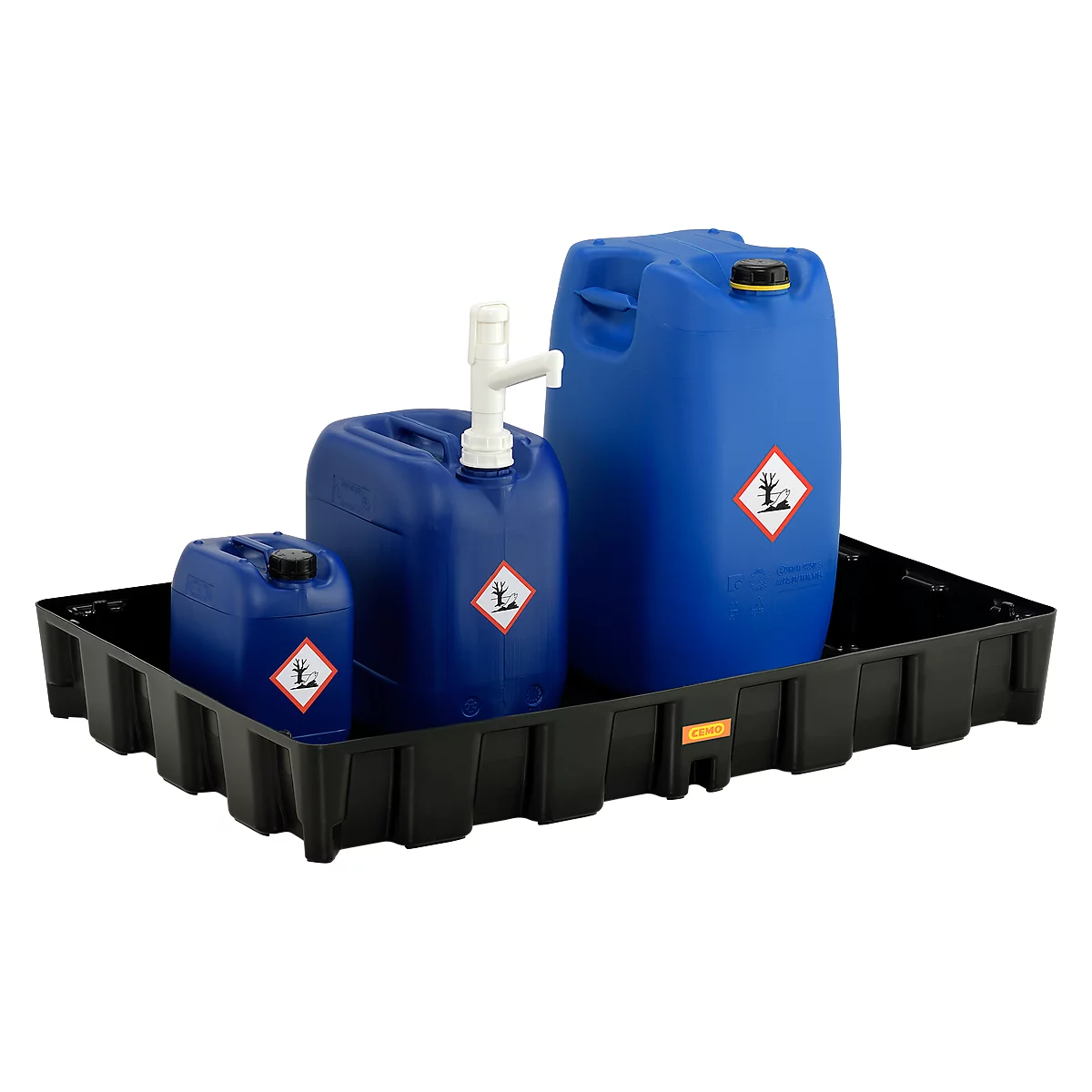 Bac de rétention en PE 120HD, en polyéthylène, 100 % recyclable, sans caillebotis PE