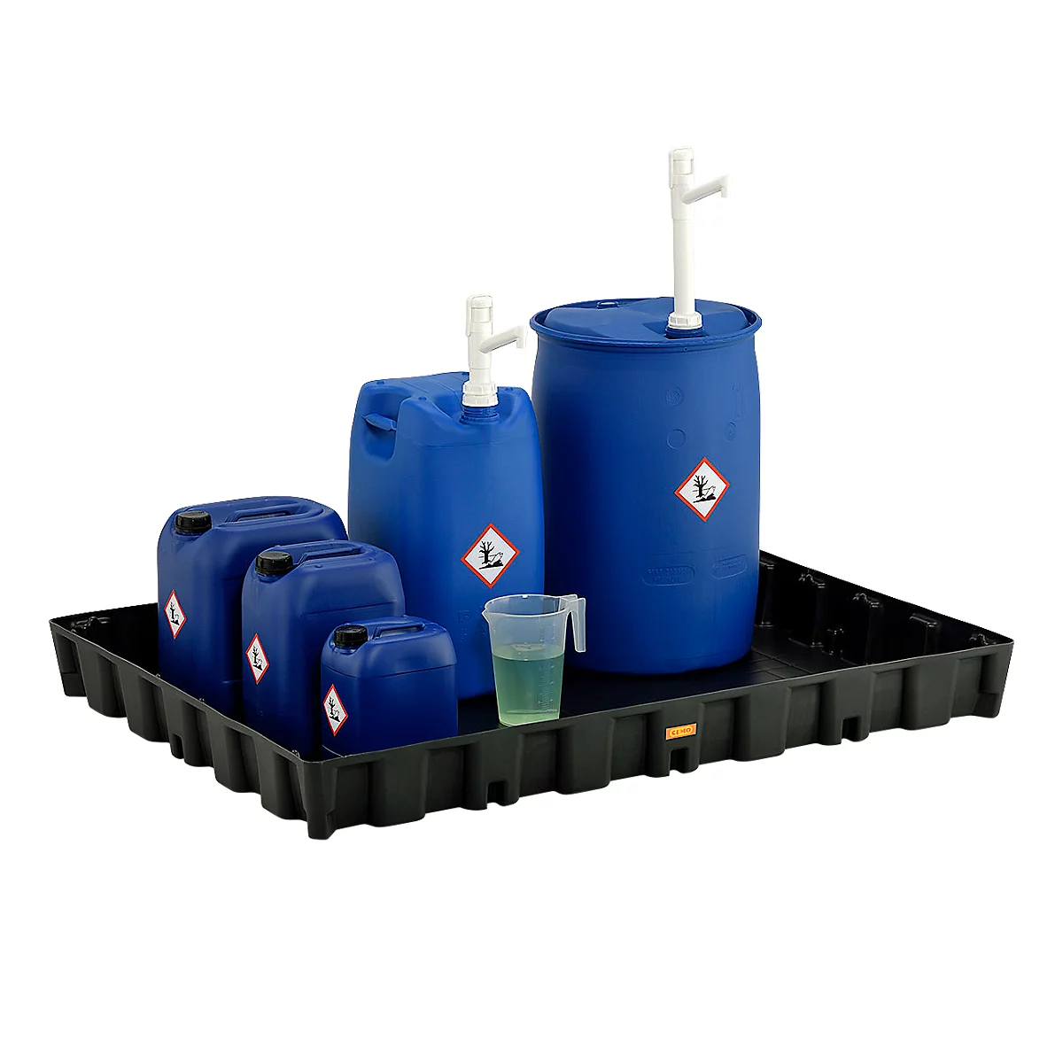 Bac de rétention en PE 250HD, en polyéthylène, 100 % recyclable, sans caillebotis PE