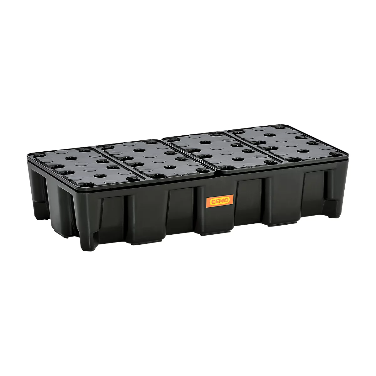 Bac de rétention en PE 35HD, en polyéthylène, 100 % recyclable, avec caillebotis PE