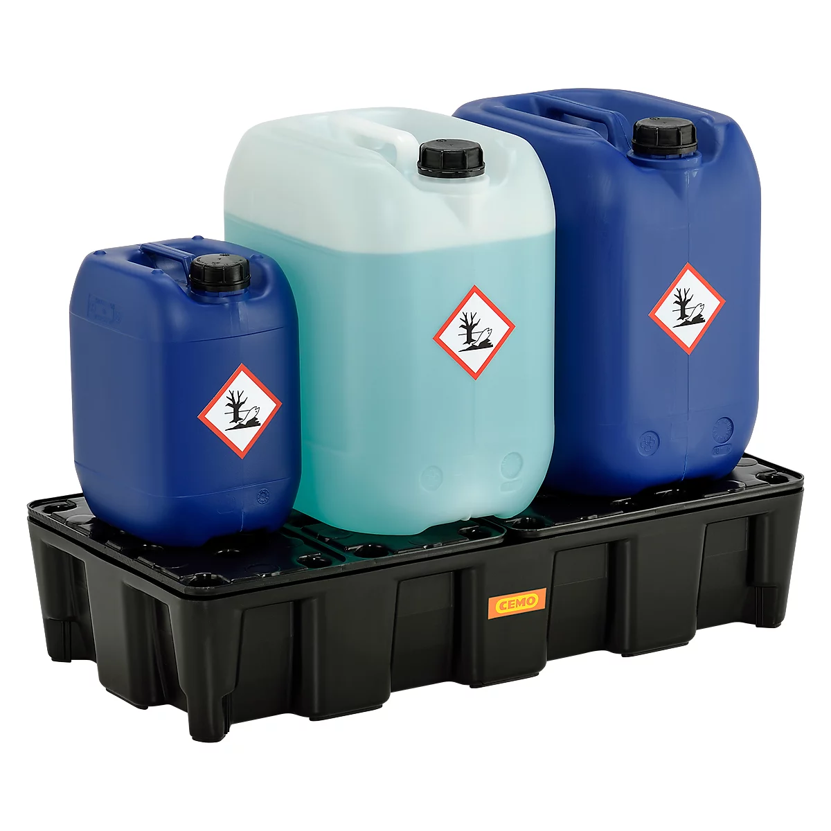 Bac de rétention en PE 35HD, en polyéthylène, 100 % recyclable, avec caillebotis PE