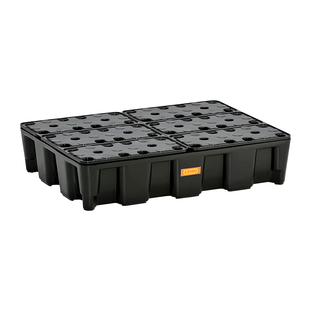 Bac de rétention en PE 60HD, en polyéthylène, 100 % recyclable, avec caillebotis PE