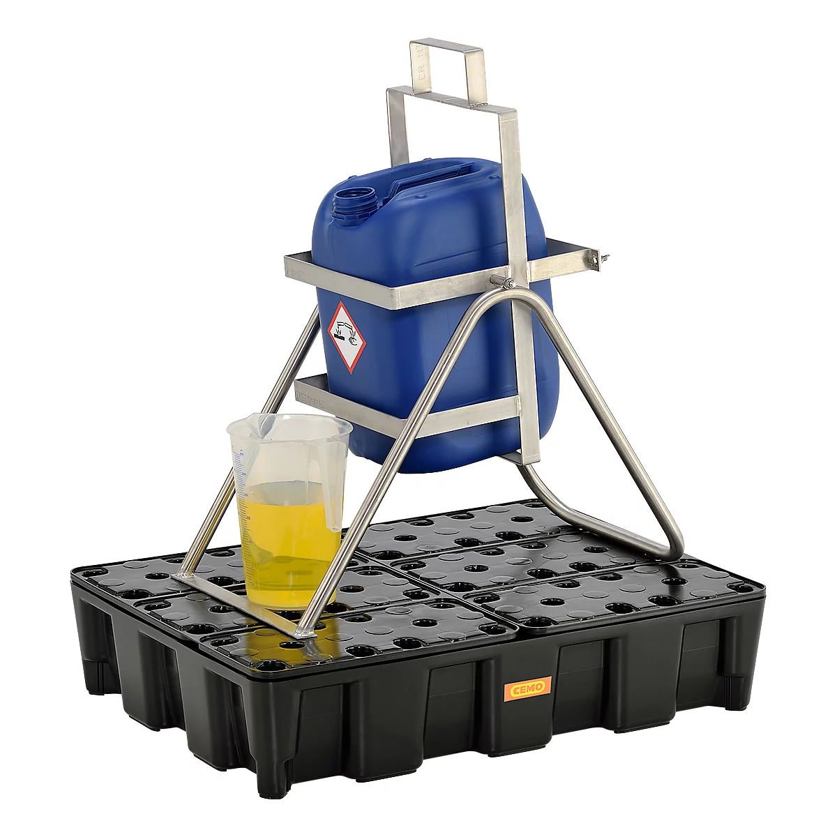 Bac de rétention en PE 60HD, en polyéthylène, 100 % recyclable, avec caillebotis PE