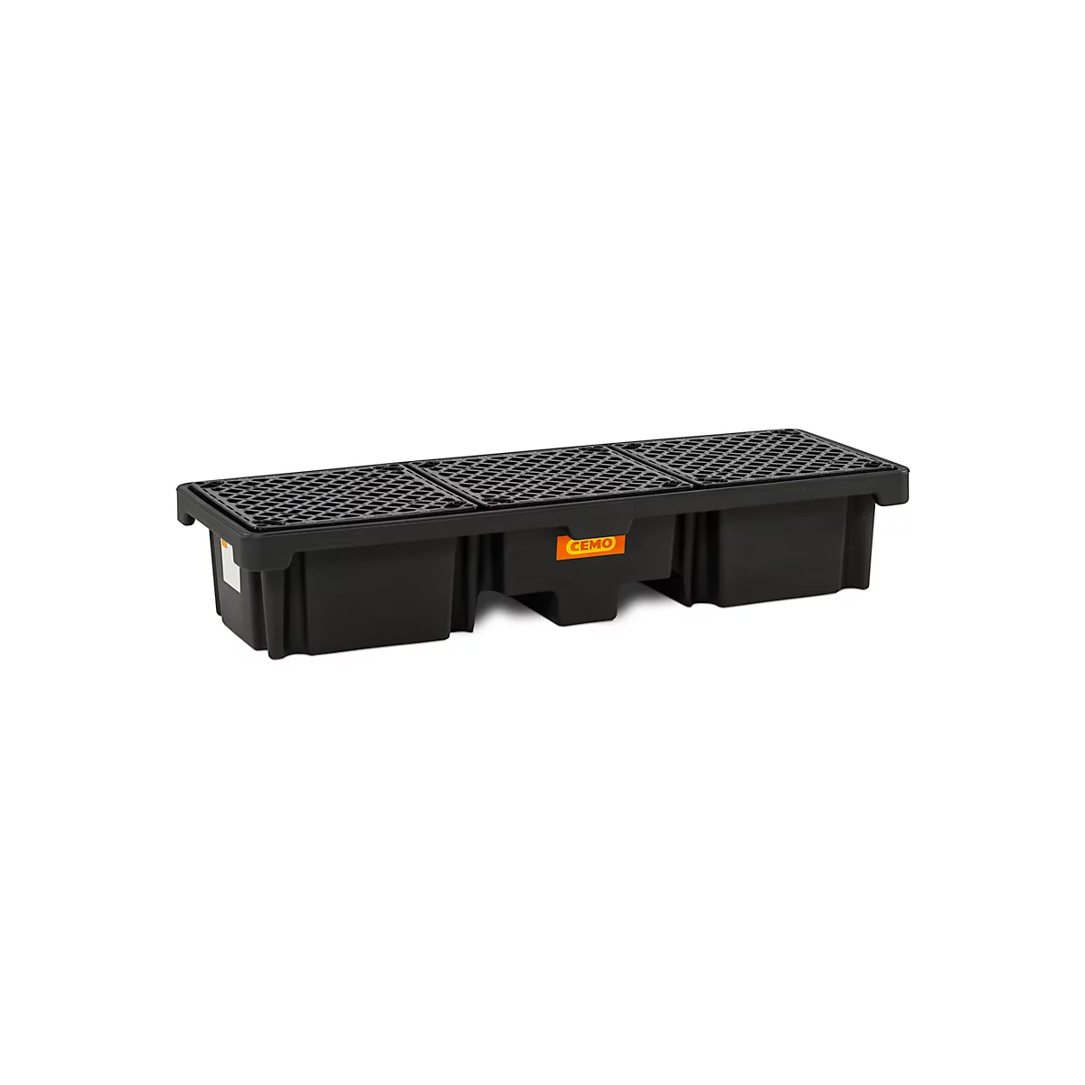 Bac de rétention en PE CEMO 220/3, avec 3 grilles en PE, L 1860 x P 660 x H 330 mm, 215 l, pour 3 fûts de 200 l, jusqu'à 900 kg