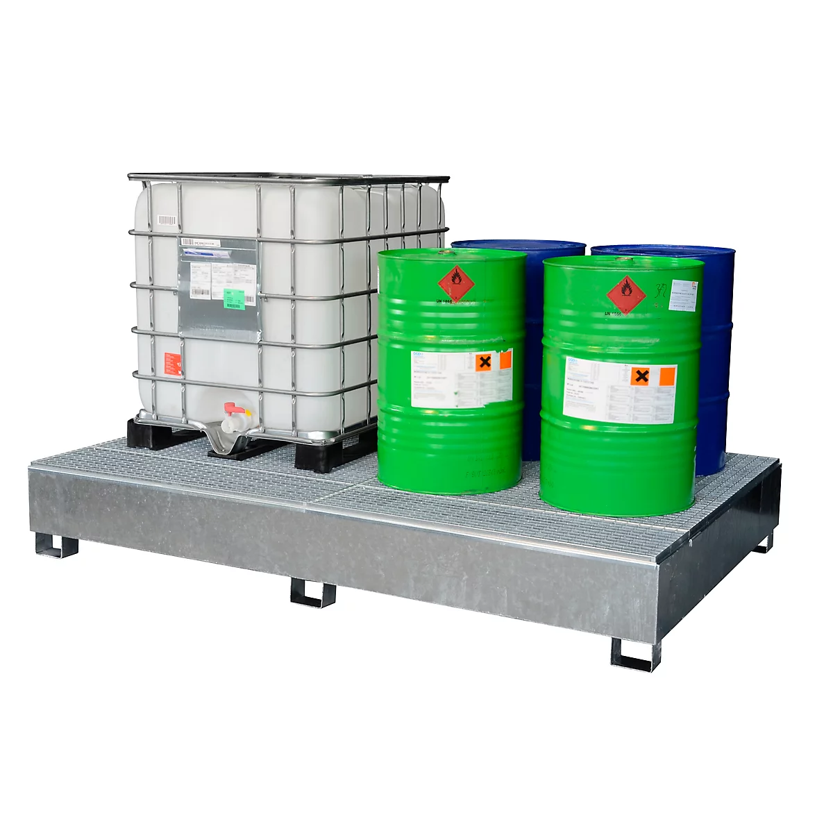 Bac de rétention pour IBC CEMO, acier, capacité de 1000 l, différentes tailles Versions