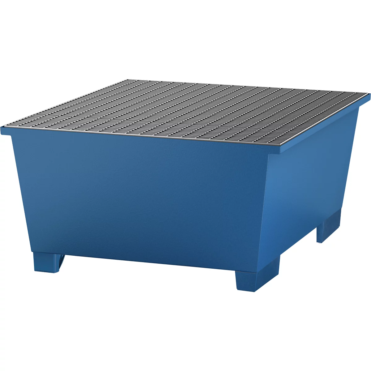 Bac de rétention pour IBC en acier – 1000 litres - L 1350 x P 1650 x H 710 mm - avec caillebotis galvanisé - laqué bleu