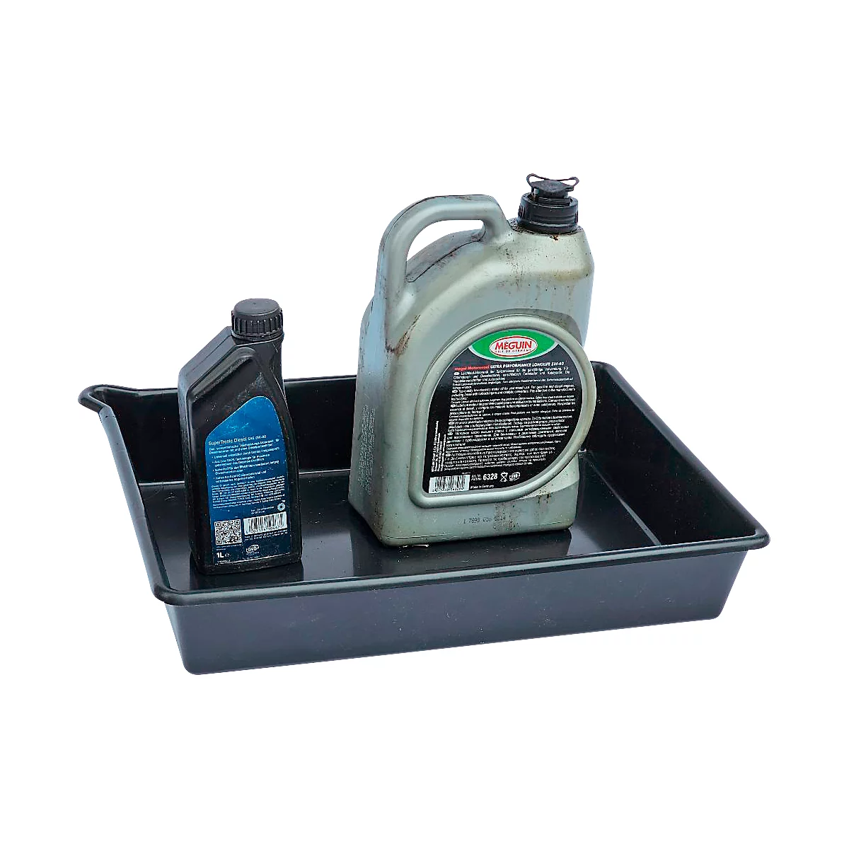 Bac de rétention pour petits conteneurs, sans grille, capacité 16 l, polyéthylène, noir