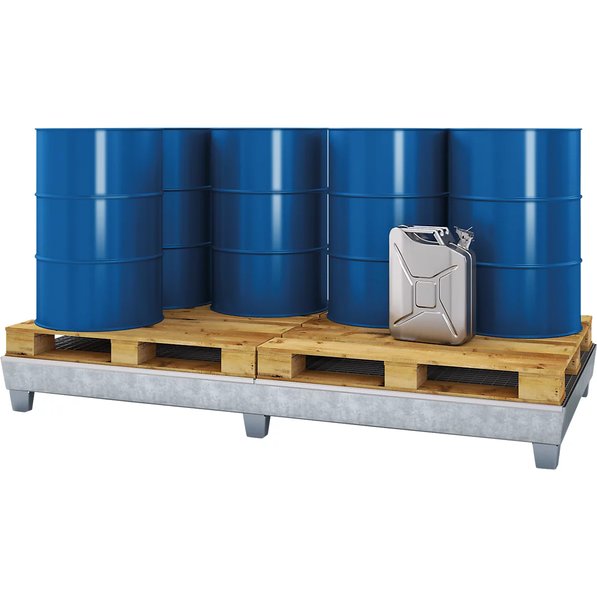 Bac de rétention WG 28, pour 8 fûts de 200 L, galvanisé