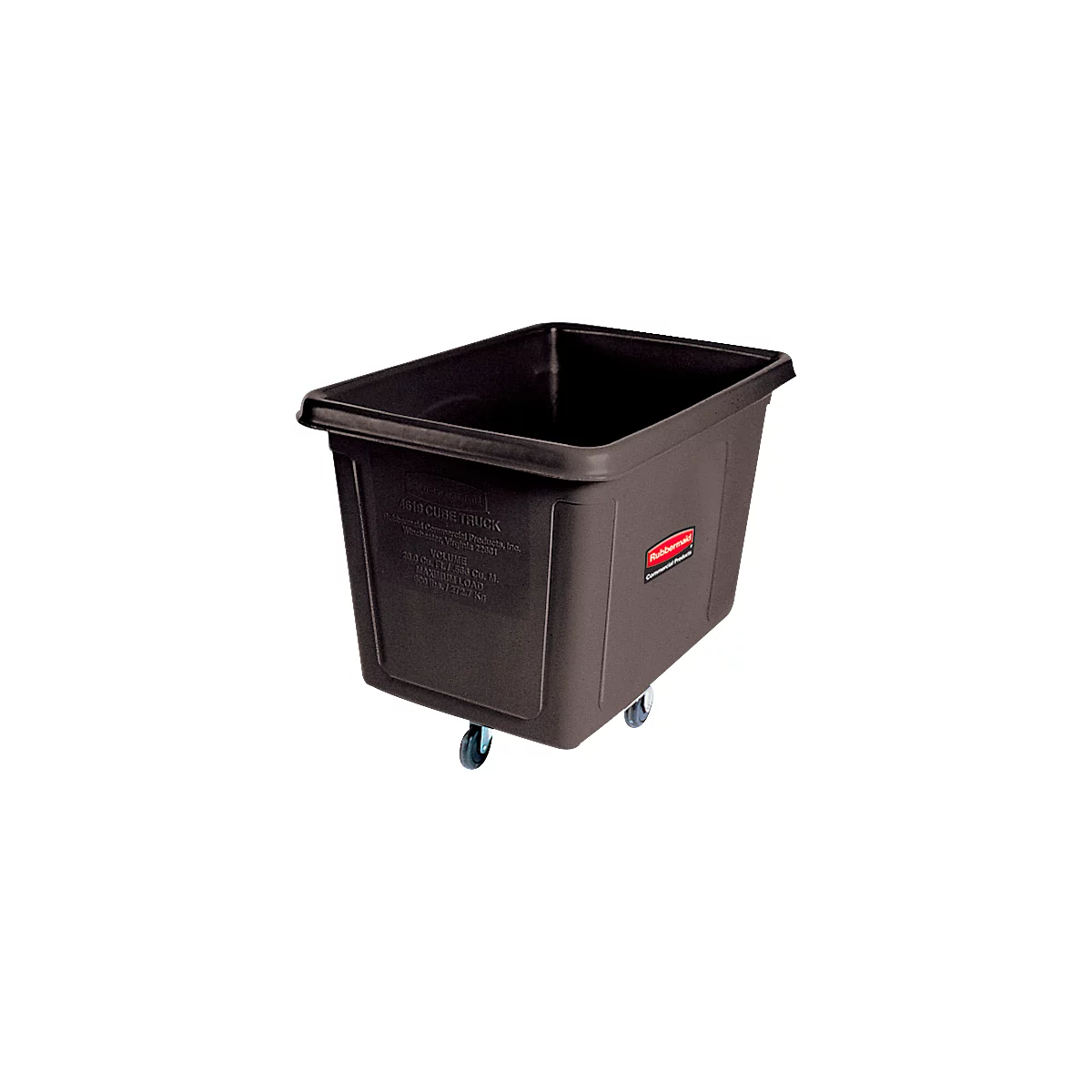Bac de transport Rubbermaid Cube Truck, 0,23 m³, jusqu'à 136 kg, avec roulettes, noir