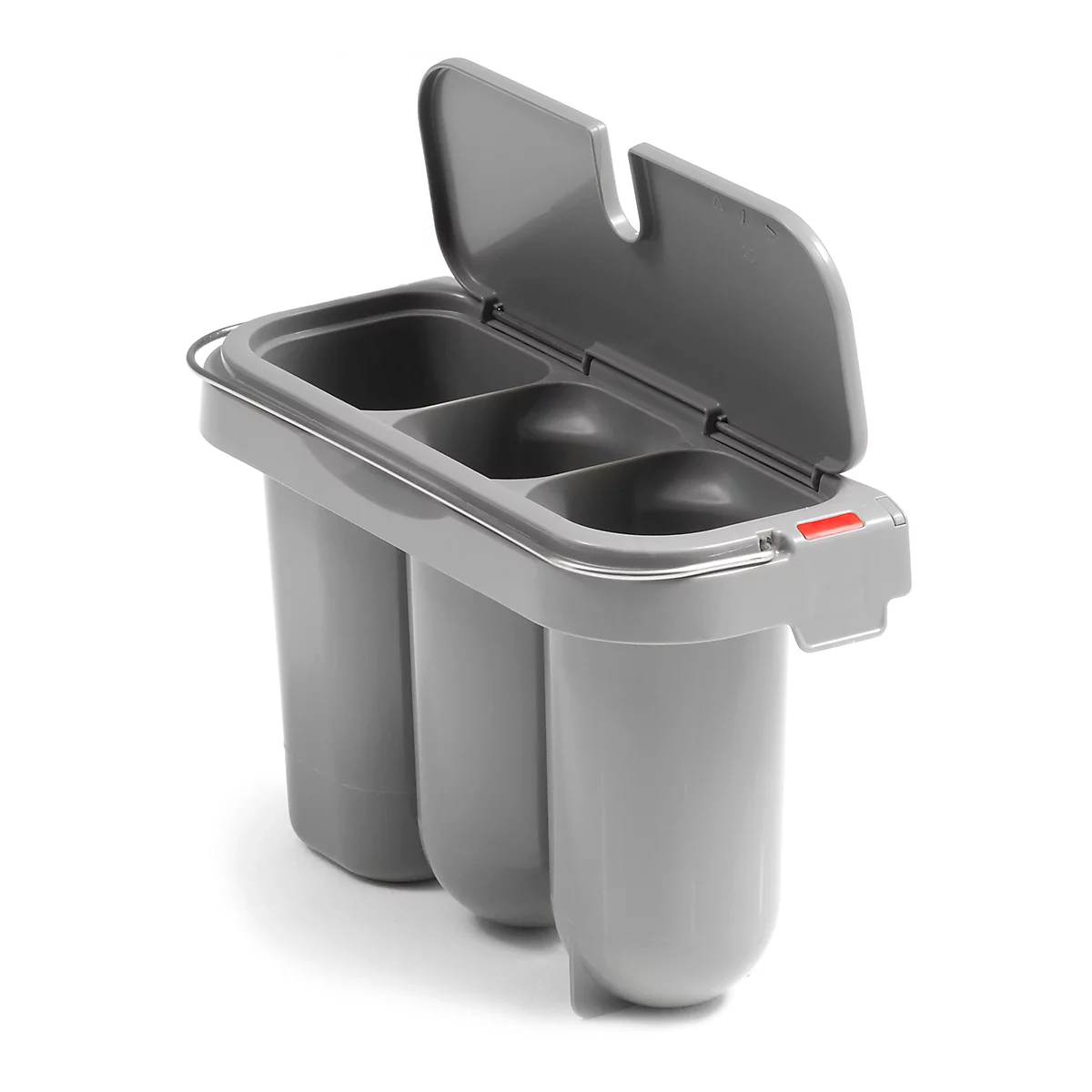 bac encastrable en plastique, pour seau à roulettes 1 bac Poly II, avec 3 casiers, avec poignée et couvercle,