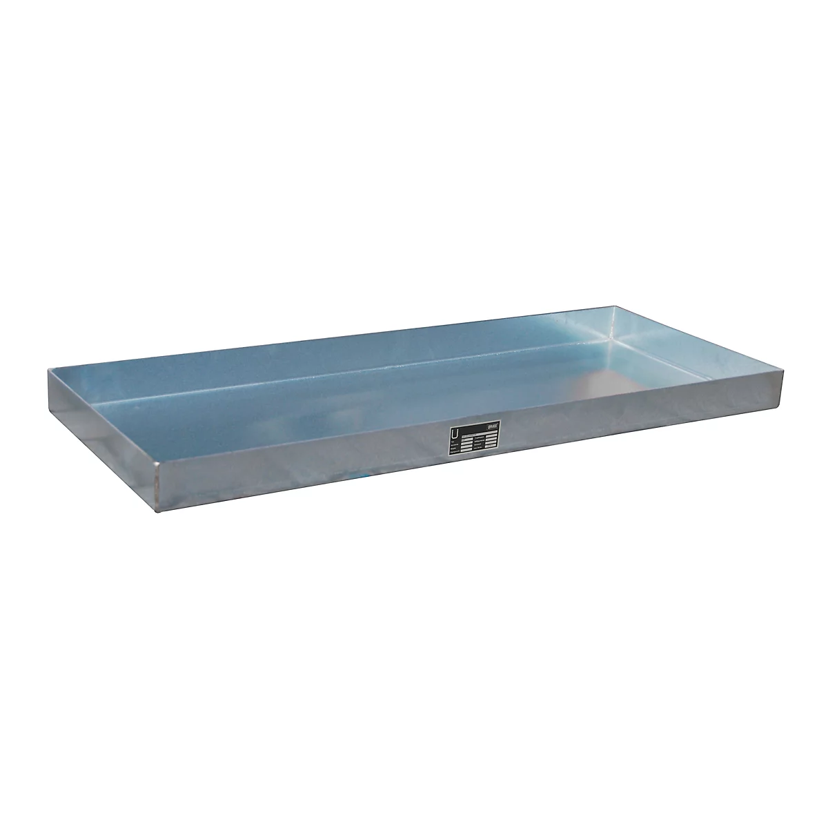 Bac pour petits récipients Bauer KGW 1, capacité 12 l, jusqu'à 150 kg, sans grille perforée, L 940 x P 370 x H 60 mm, acier galvanisé