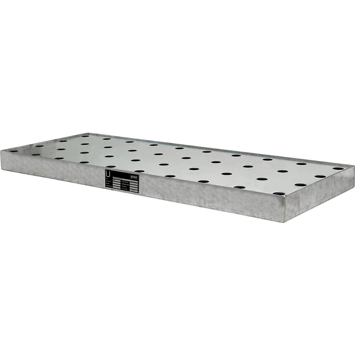 Bac pour petits récipients Bauer KGW 1/M, capacité 11 l, jusqu'à 150 kg, avec grille en tôle perforée, L 940 x P 370 x H 60 mm, acier galvanisé