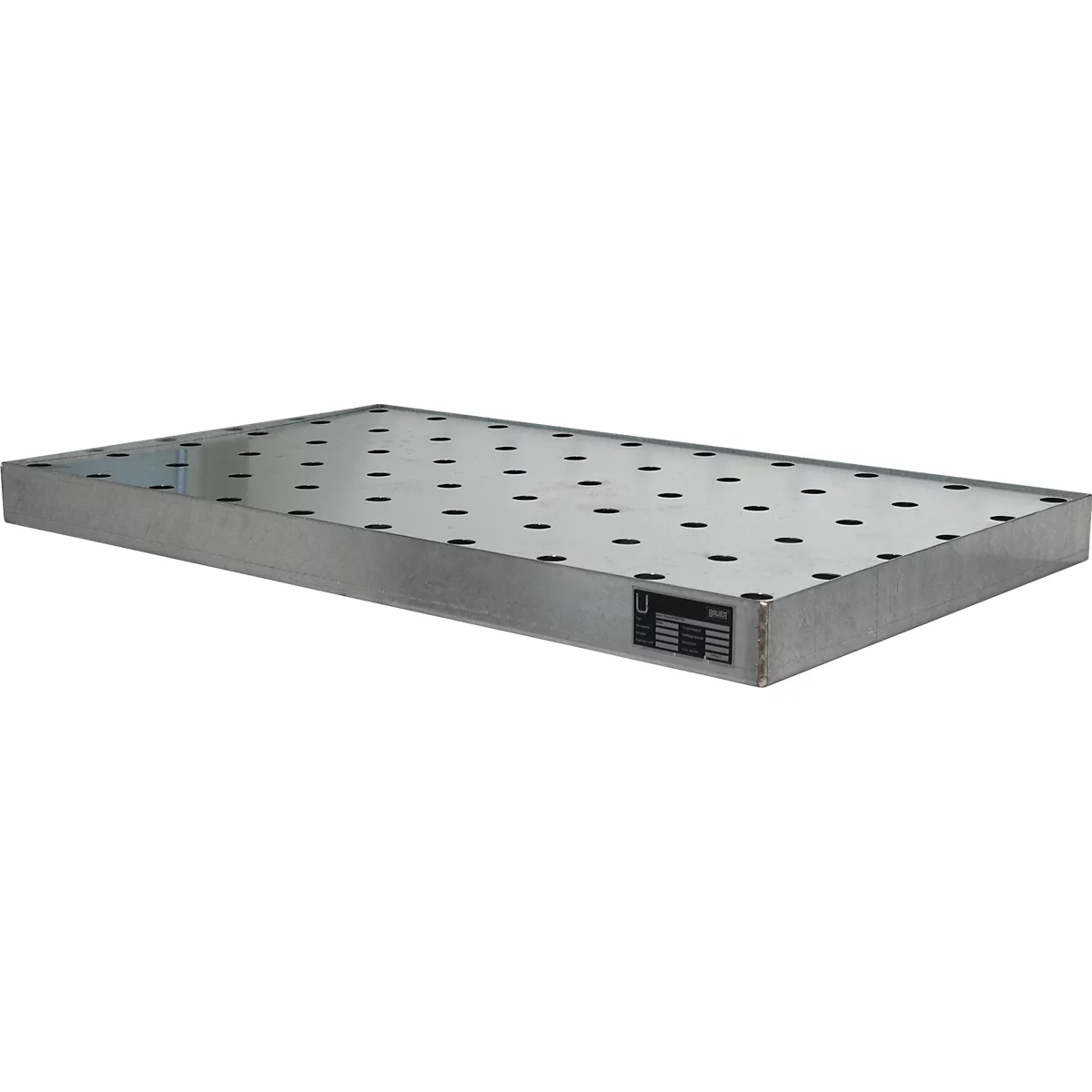 Bac pour petits récipients Bauer KGW 3/M, capacité 27 l, jusqu'à 150 kg, avec grille en tôle perforée, L 1000 x P 600 x H 70 mm, acier galvanisé
