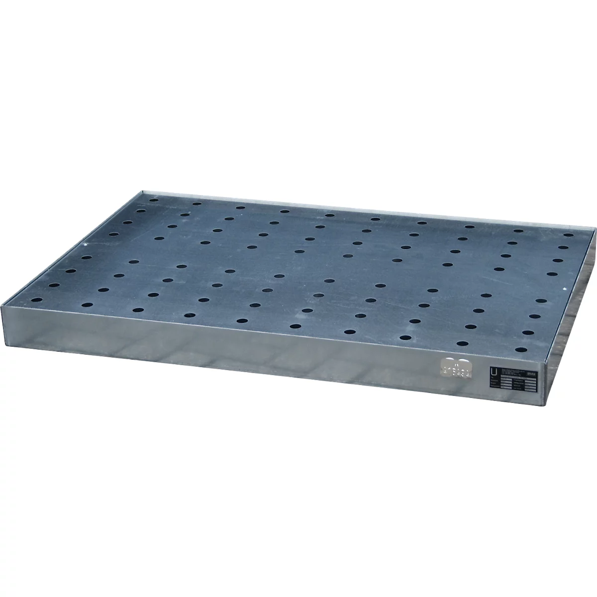 Bac pour petits récipients Bauer KGW-P 3/M, volume 71 l, jusqu'à 200 kg, avec grille en tôle perforée, L 1200 x P 800 x H 100 mm, acier galvanisé