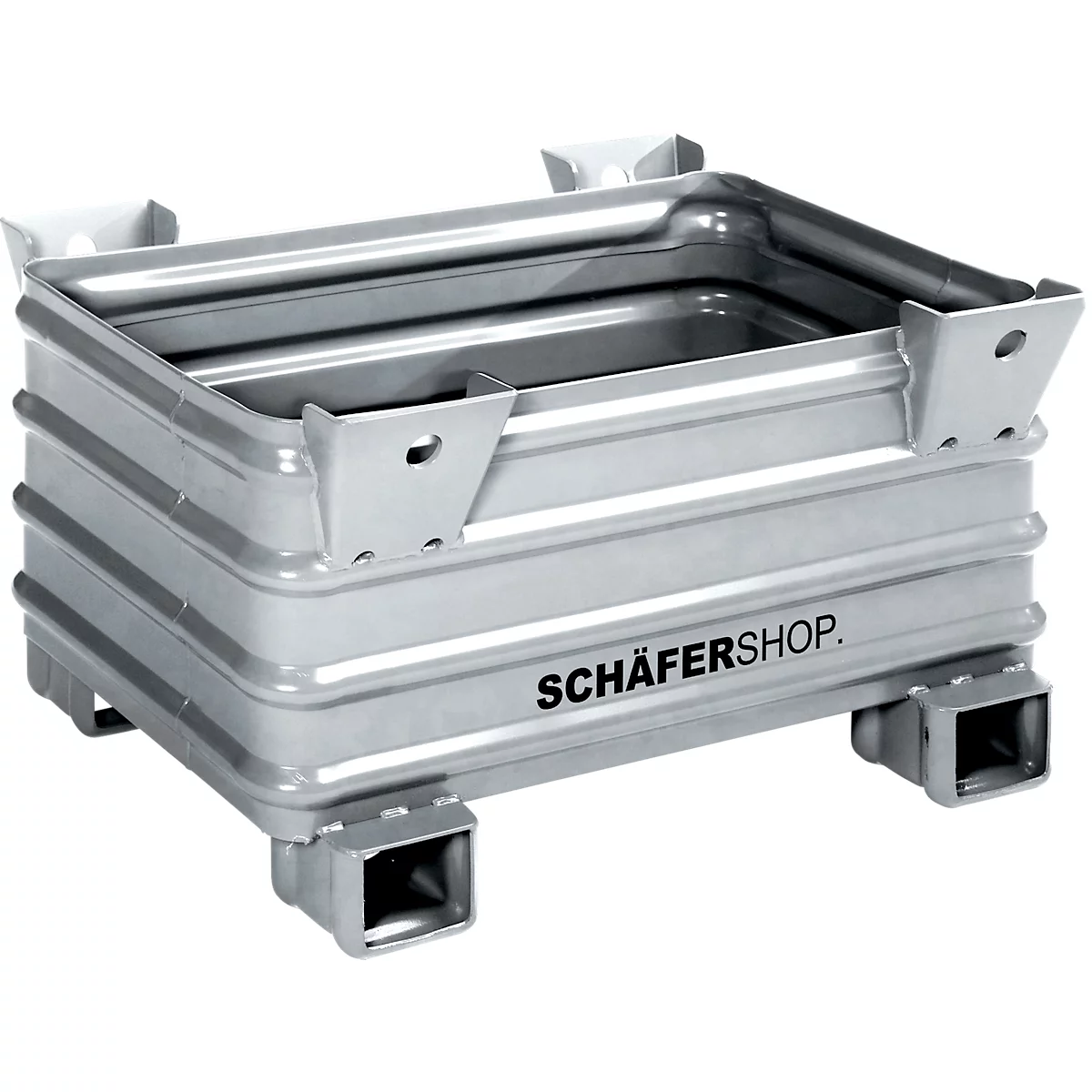 Conteneur métallique avec l'inscription SCHÄFERSHOP.