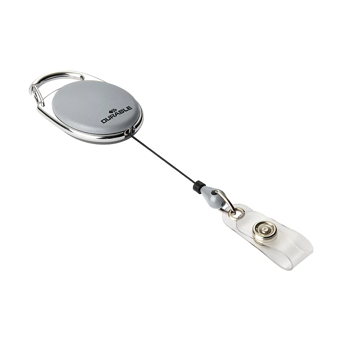 Badgehouder Jojo Style, met drukknop-lus, zonder kaartjeshouder, 10 stuks, grijs