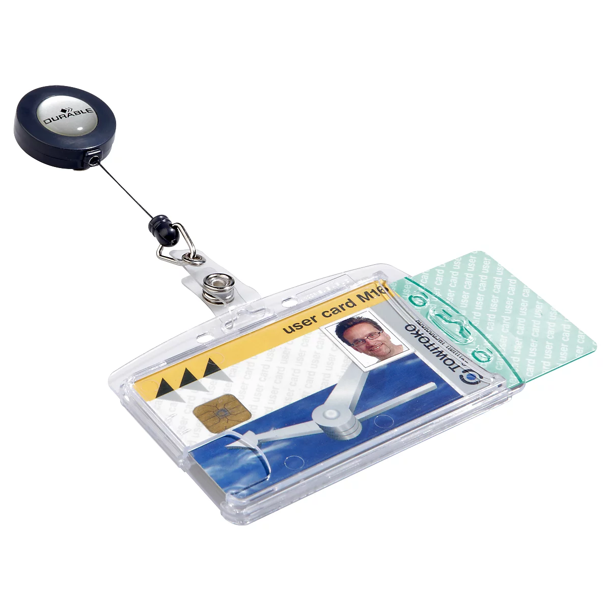 Badges fermés pour 2 cartes de sécurité avec enrouleur DURABLE, 10 p.
