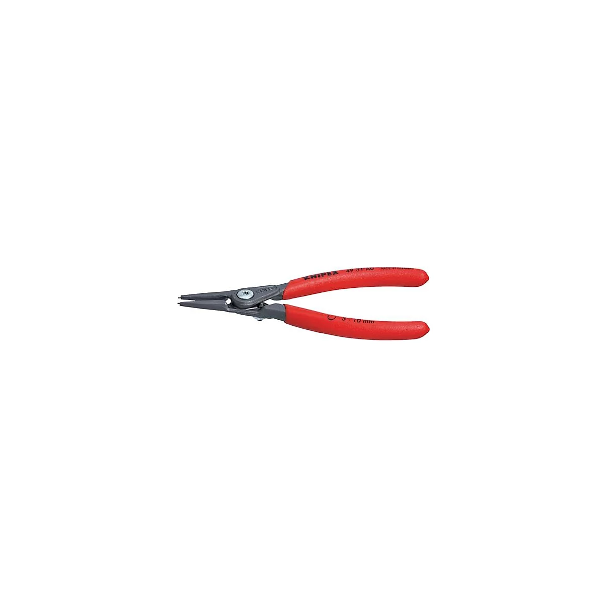 Gros plan d'une pince avec des poignées rouges et l'inscription Knipex.