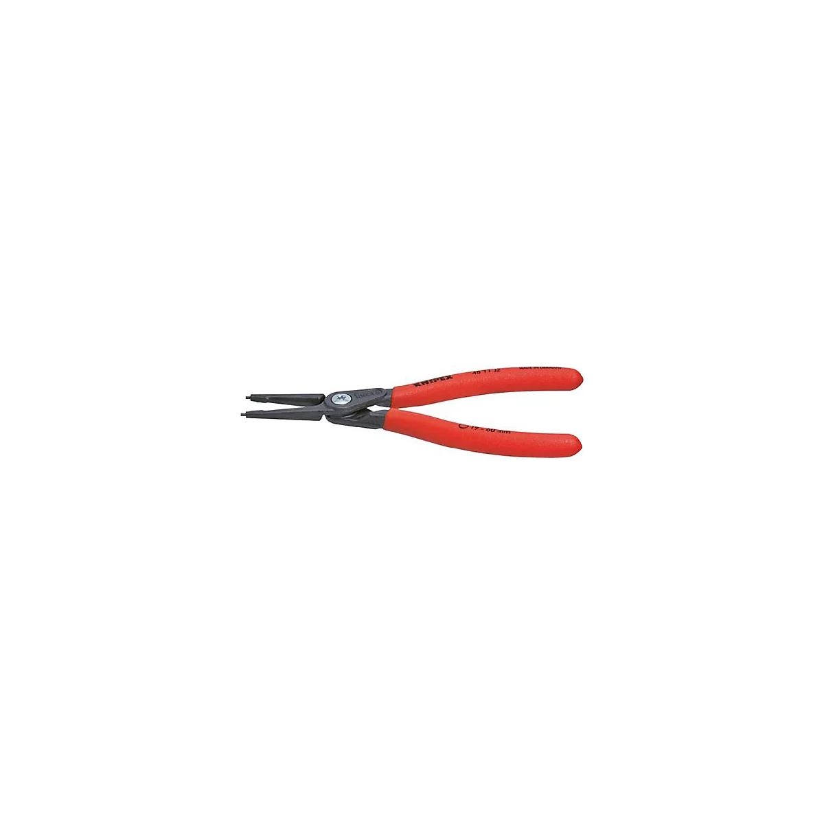 Gros plan sur une pince avec des poignées rouges et une tête noire. Le nom de la marque KNIPEX est visible.