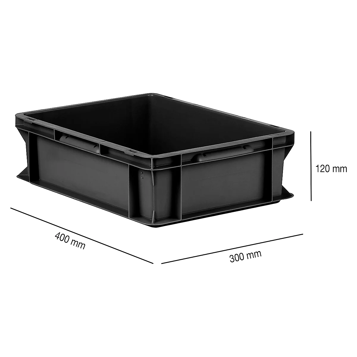 Bak in EURO-maat EF 4120, ESD-geleidend, L 400 x B 300 x H 120 mm ,11,1 liter