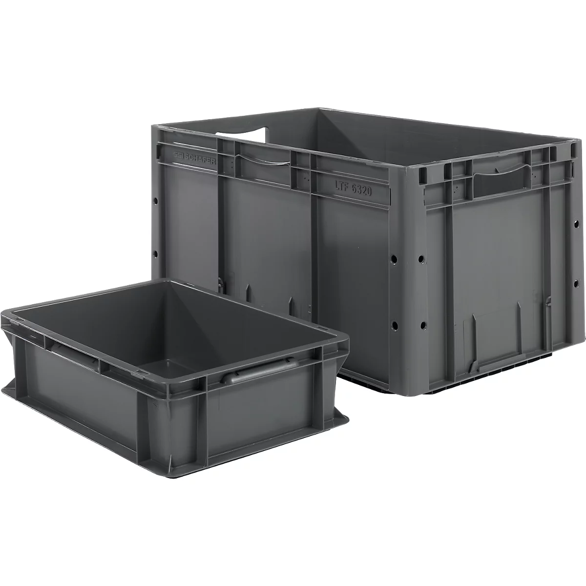 Bakken in euro-maat LTF 6320, PP, L 600 x B 400 x H 320 mm, 62,7 l, tot 30 kg, 10 stuks + gratis kunststof rolframe