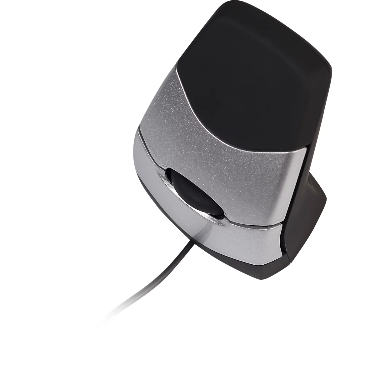 BakkerElkhuizen DXT 2 Precision Mouse, kabelgebunden, vier DPI Stufen (500, 1000, 1500, 2000), Laser-Sensor, Plug & Play, ergonomisch, für Rechts- und Linkshänder, B 45 x H 81 x T 56 mm, grau/silber