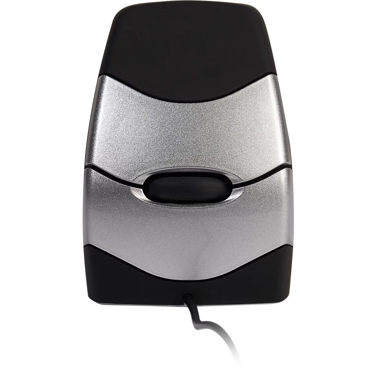BakkerElkhuizen DXT 2 Precision Mouse, kabelgebunden, vier DPI Stufen (500, 1000, 1500, 2000), Laser-Sensor, Plug & Play, ergonomisch, für Rechts- und Linkshänder, B 45 x H 81 x T 56 mm, grau/silber