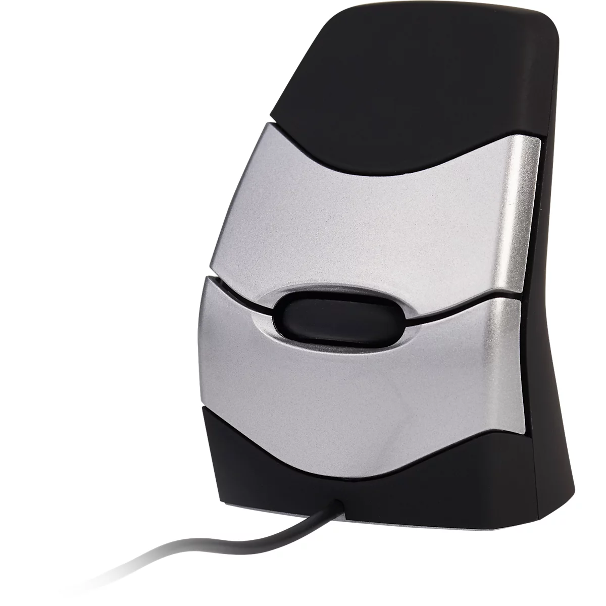 BakkerElkhuizen DXT 2 Precision Mouse, kabelgebunden, vier DPI Stufen (500, 1000, 1500, 2000), Laser-Sensor, Plug & Play, ergonomisch, für Rechts- und Linkshänder, B 45 x H 81 x T 56 mm, grau/silber