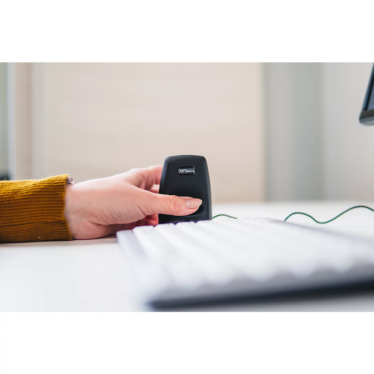 BakkerElkhuizen DXT 2 Precision Mouse, kabelgebunden, vier DPI Stufen (500, 1000, 1500, 2000), Laser-Sensor, Plug & Play, ergonomisch, für Rechts- und Linkshänder, B 45 x H 81 x T 56 mm, grau/silber