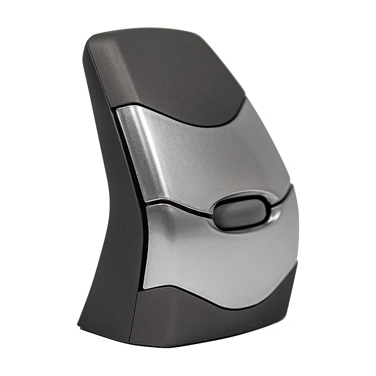 BakkerElkhuizen DXT 2 Precision Mouse Wireless, draadloos, vier DPI niveaus (500, 1000, 1500, 2000), lasersensor, plug &amp; play, ergonomisch, voor rechts- en linkshandigen, B 55 x H 80 x D 44 mm, grijs/zilver