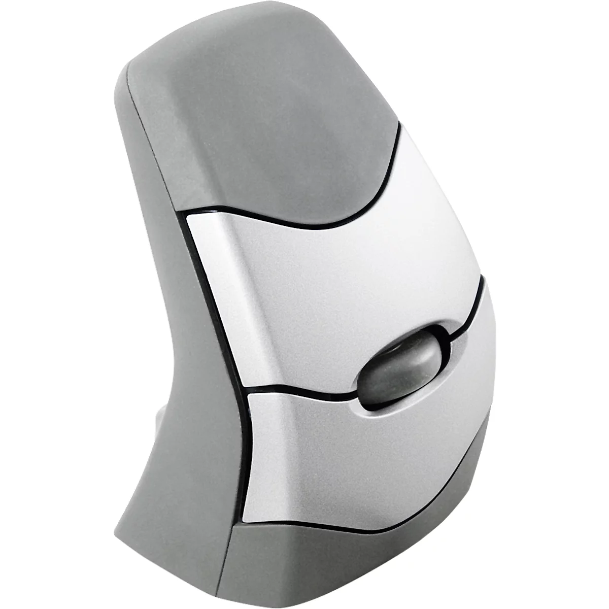 BakkerElkhuizen DXT 2 Precision Mouse Wireless, draadloos, vier DPI niveaus (500, 1000, 1500, 2000), lasersensor, plug &amp; play, ergonomisch, voor rechts- en linkshandigen, B 55 x H 80 x D 44 mm, grijs/zilver