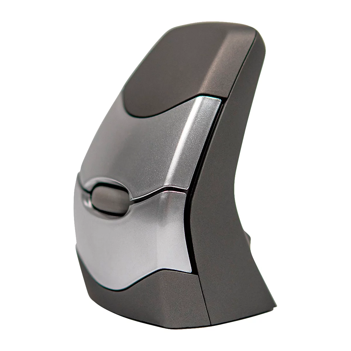 BakkerElkhuizen DXT 2 Precision Mouse Wireless, draadloos, vier DPI niveaus (500, 1000, 1500, 2000), lasersensor, plug &amp; play, ergonomisch, voor rechts- en linkshandigen, B 55 x H 80 x D 44 mm, grijs/zilver