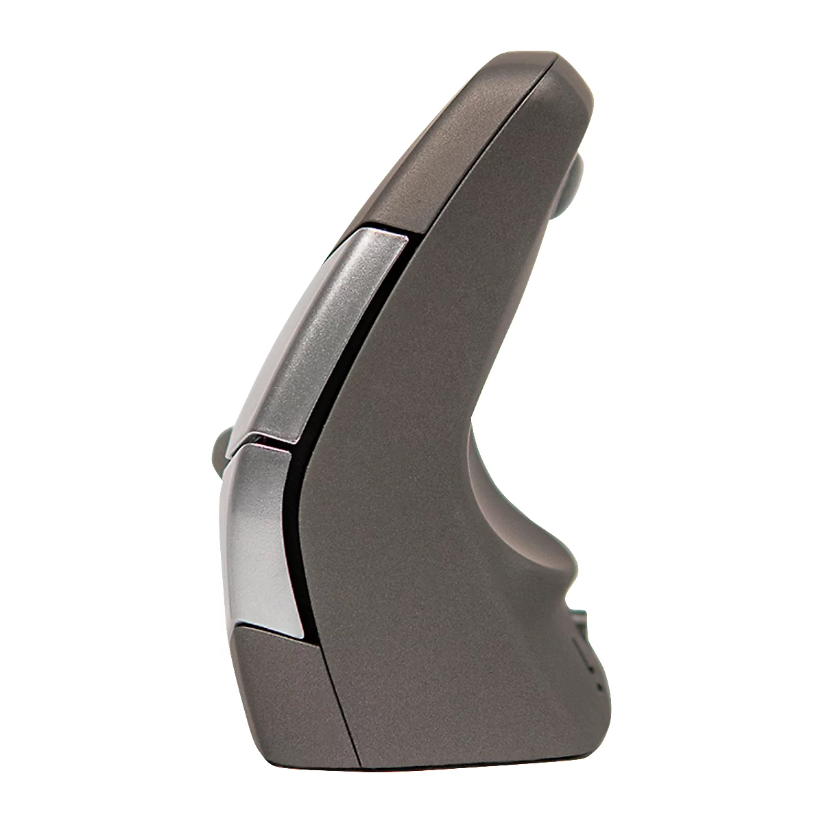 BakkerElkhuizen DXT 2 Precision Mouse Wireless, kabellos, vier DPI Stufen (500, 1000, 1500, 2000), Laser-Sensor, Plug & Play, ergonomisch, für Rechts- und Linkshänder, B 55 x H 80 x T 44 mm, grau/silber