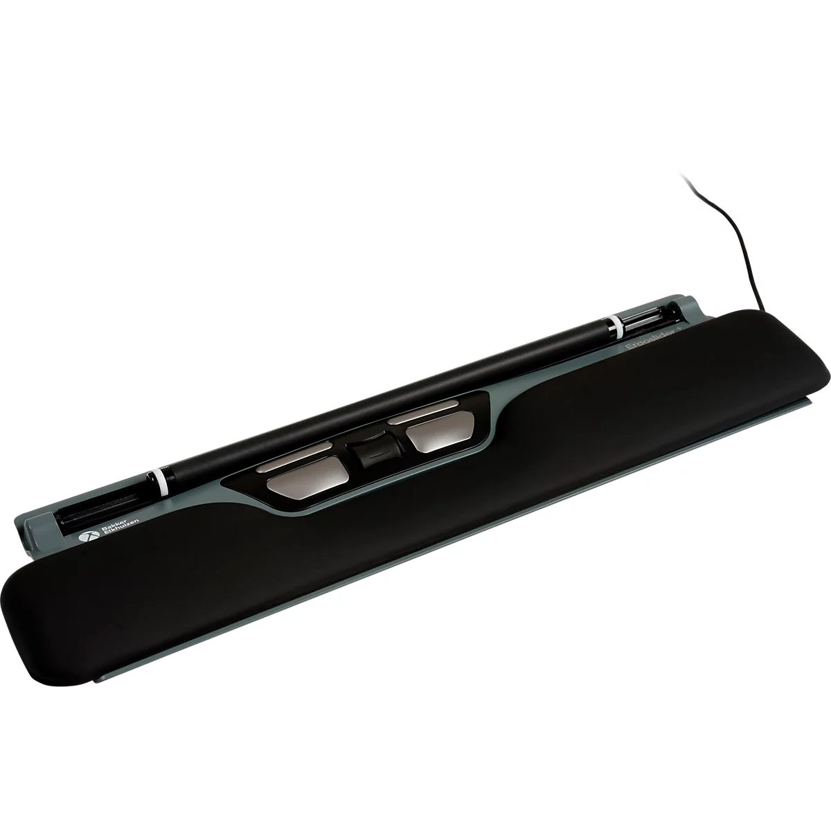 BakkerElkhuizen ErgoSlider+ muis, centraal, ergonomisch, bedraad, scrollbalk, 4 knoppen, USB-A/USB-C, zwart-grijs