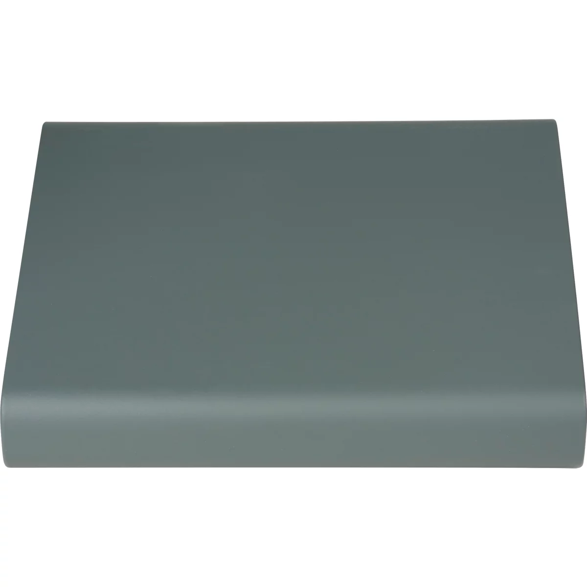 Bord arrondi gris-vert d'un objet.