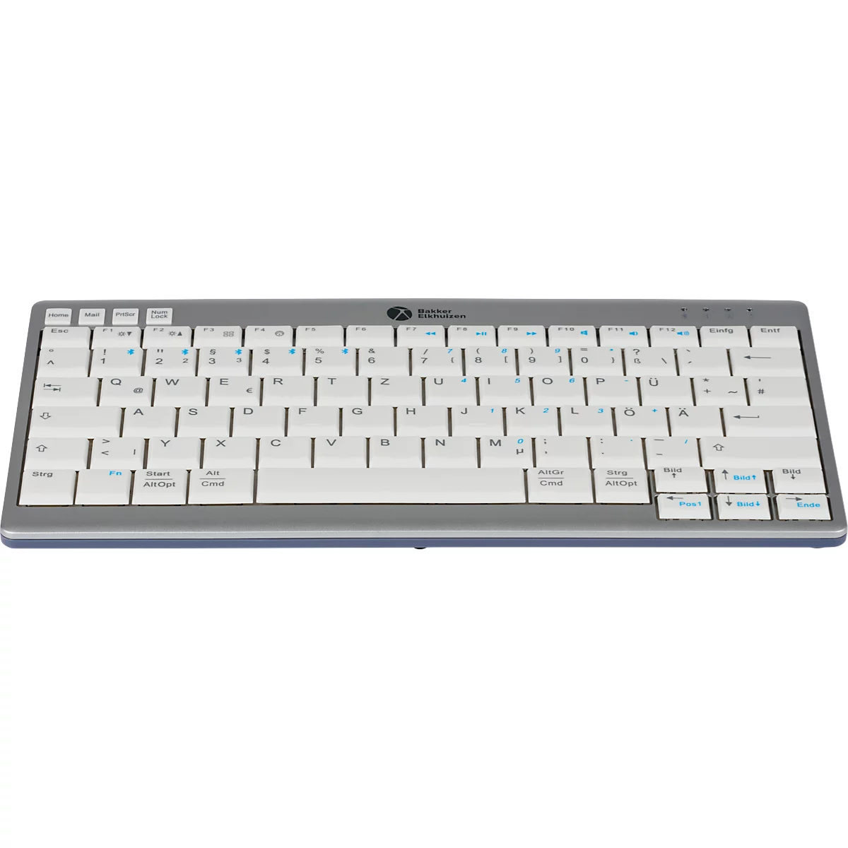 BakkerElkhuizen Tastatur UltraBoard 950 V2 Wireless, Bluetooth, 3 m Reichweite, HotKeys, USB-C, QWERTZ, dunkelgrau/hellgrau