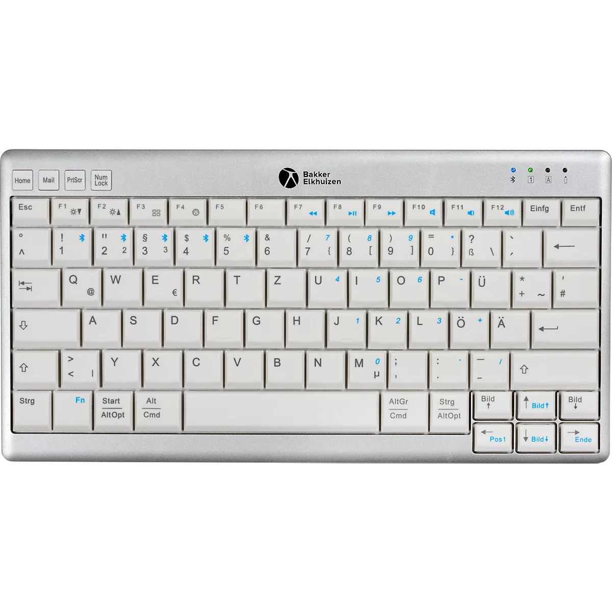 BakkerElkhuizen Tastatur UltraBoard 950 V2 Wireless, Bluetooth, 3 m Reichweite, HotKeys, USB-C, QWERTZ, dunkelgrau/hellgrau